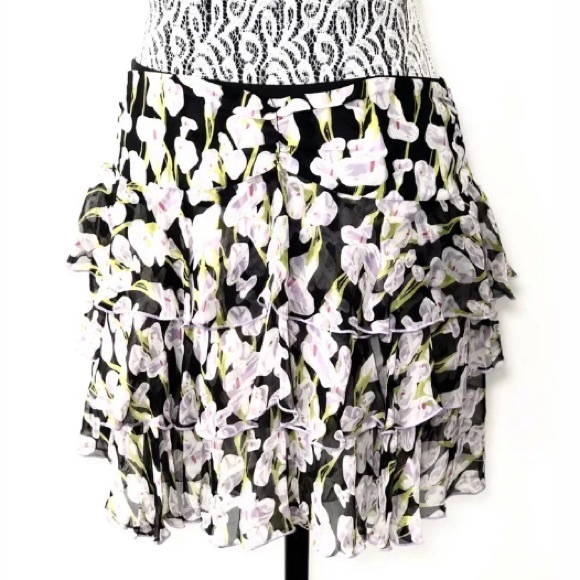 Diane von Furstenberg Floral Tiered Skirt Size 6 - Picture 1 of 7